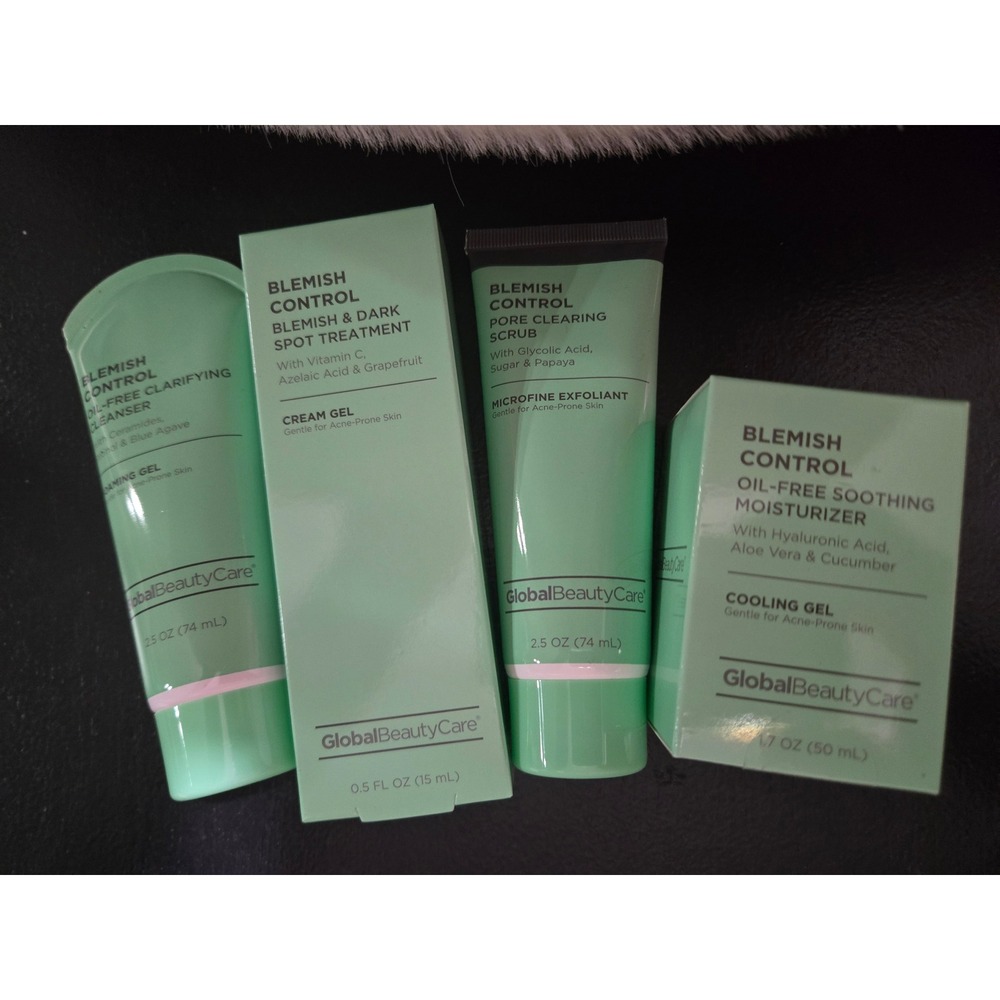 GlobalBeautyCare Blemish Control 4pc Skincare Set Cleanser Scrub Treatment Cream